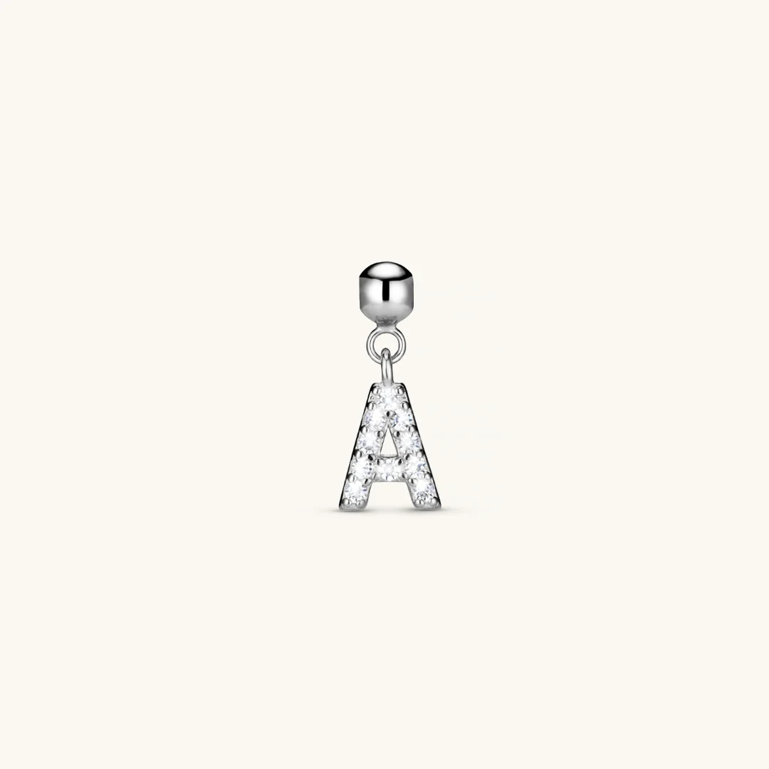 A Diamond Initial Charm Silver