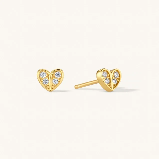 Adore Heart Stud Earrings Gold