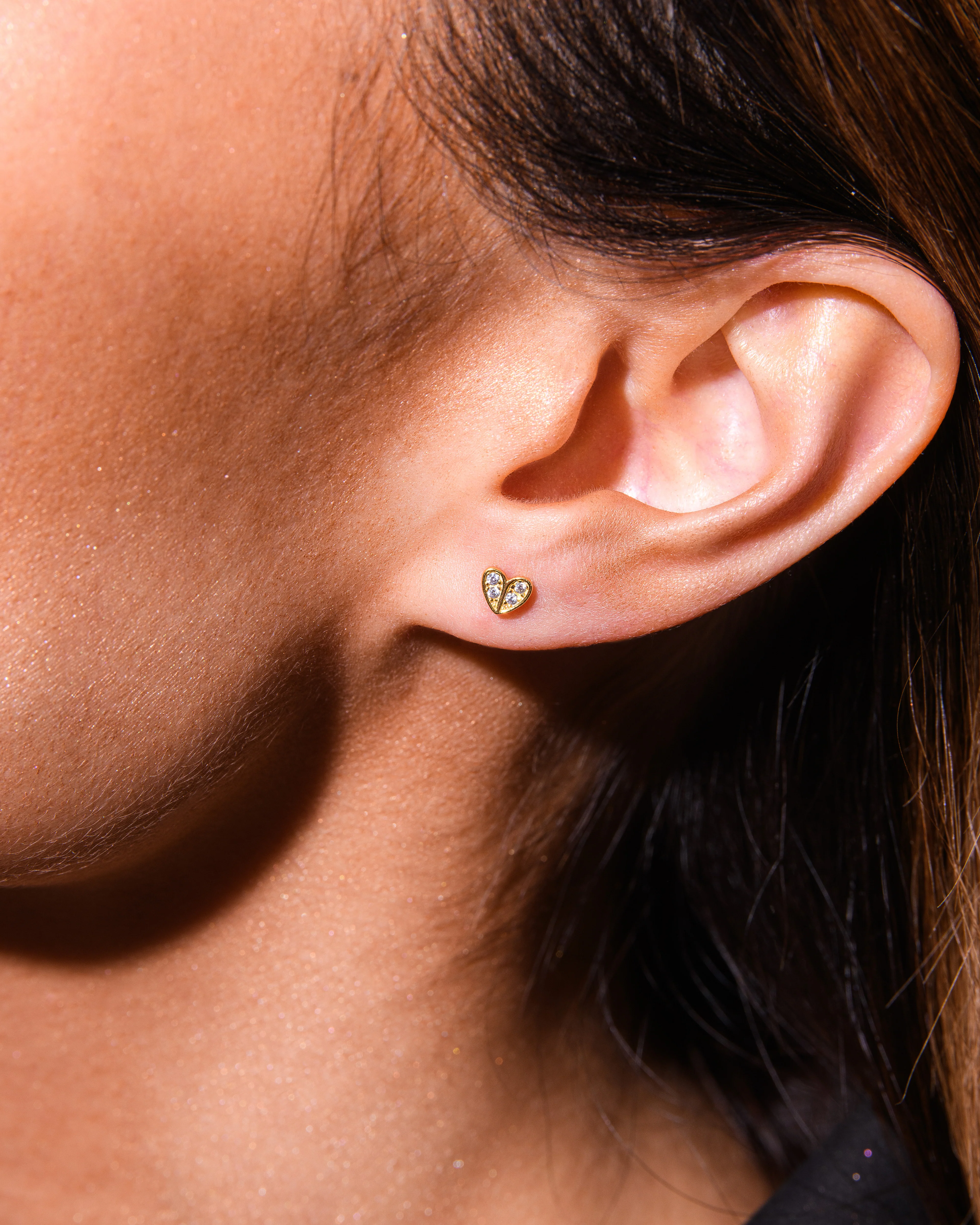 Adore Heart Stud Earrings Silver - Image 3