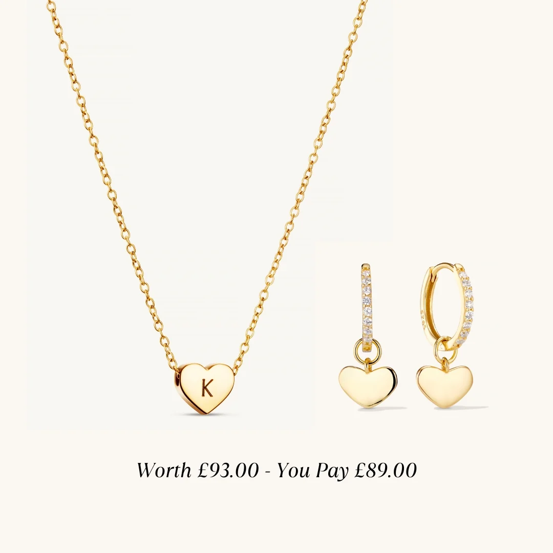 Amo Heart & Amore Earring Gift Set in Gold