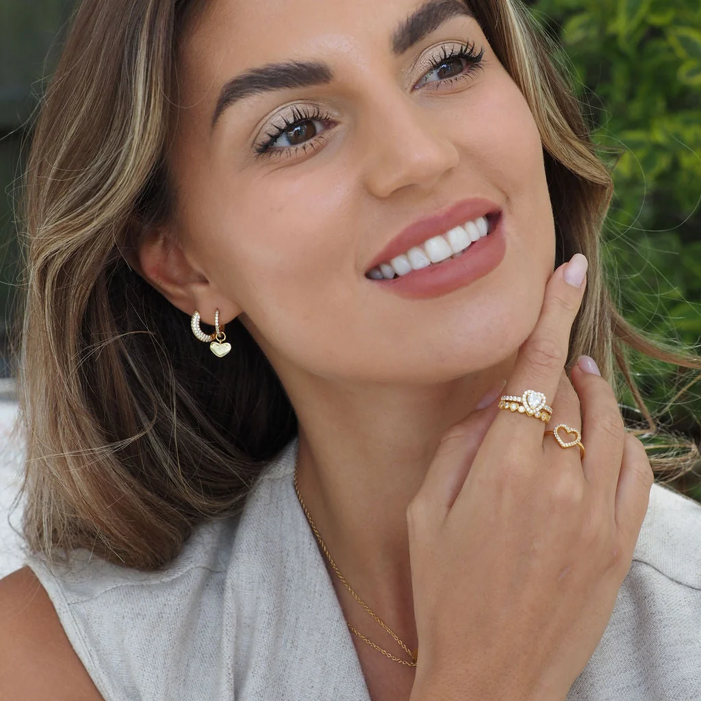 Amore Heart Hoop Earrings Gold - Image 5