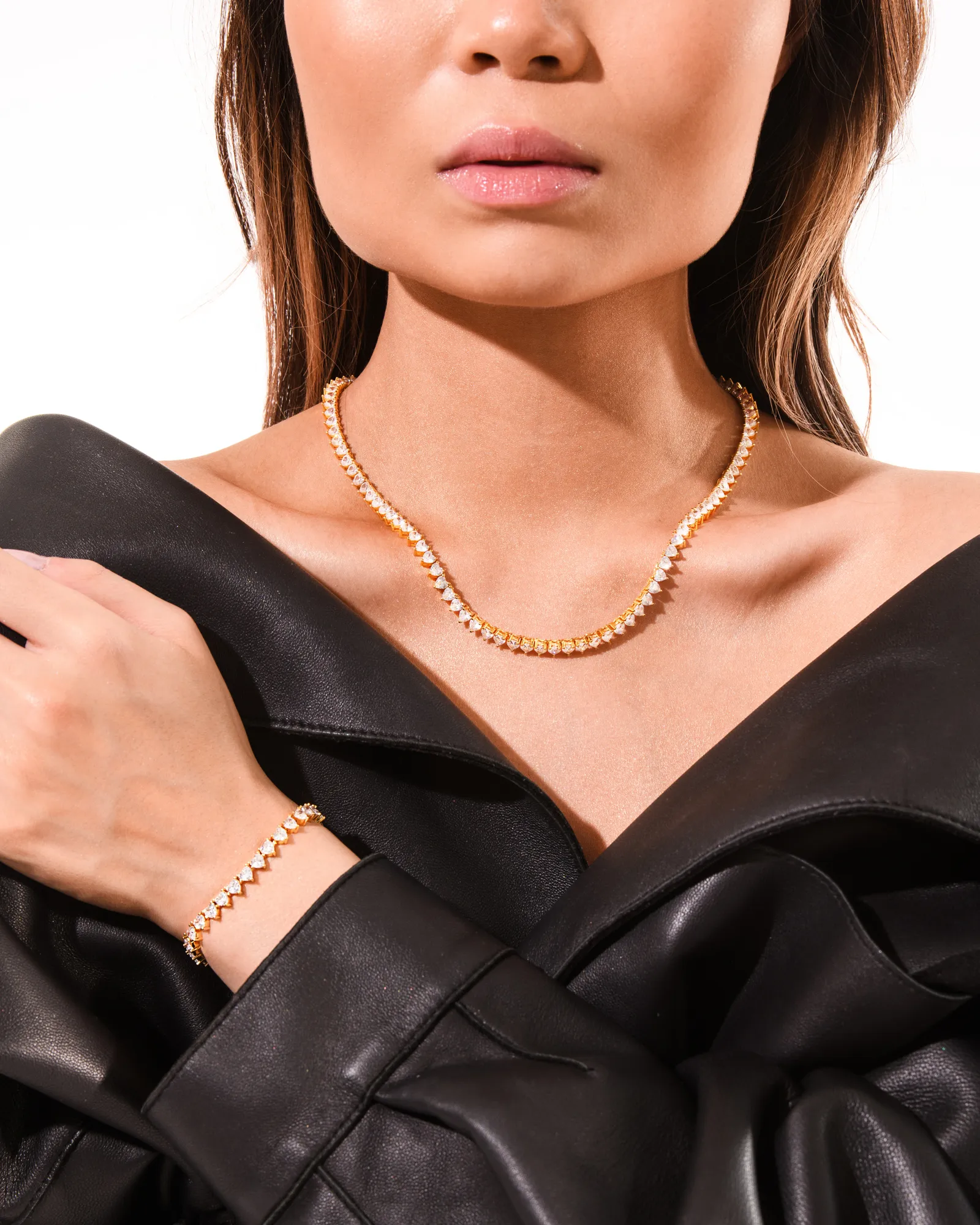 Amore Tennis Necklace In Gold - Image 3