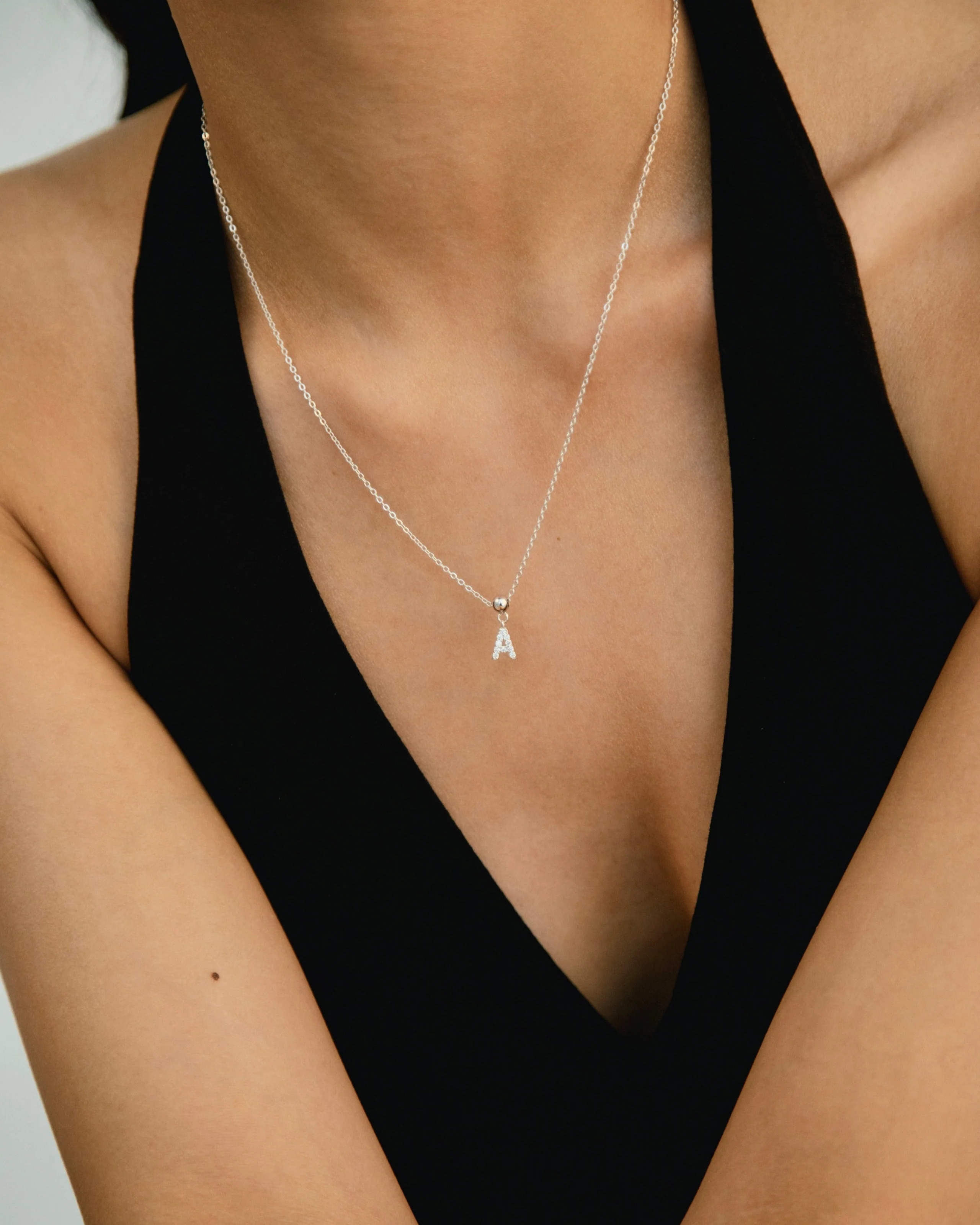 L Diamond Initial Charm Silver - Image 4