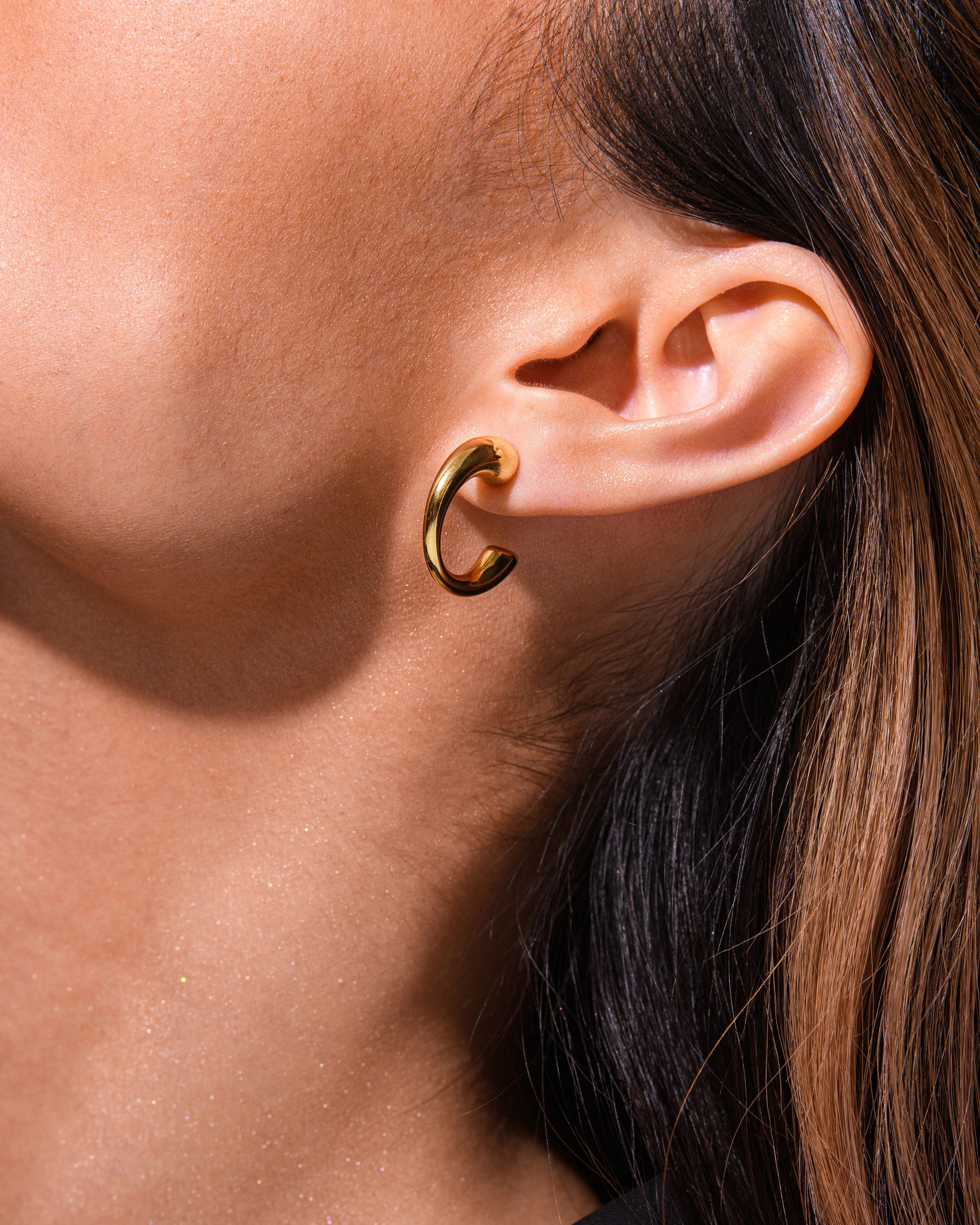 Bold Herringbone Necklace + FREE Céleste Hoop Earrings Gold - Image 5