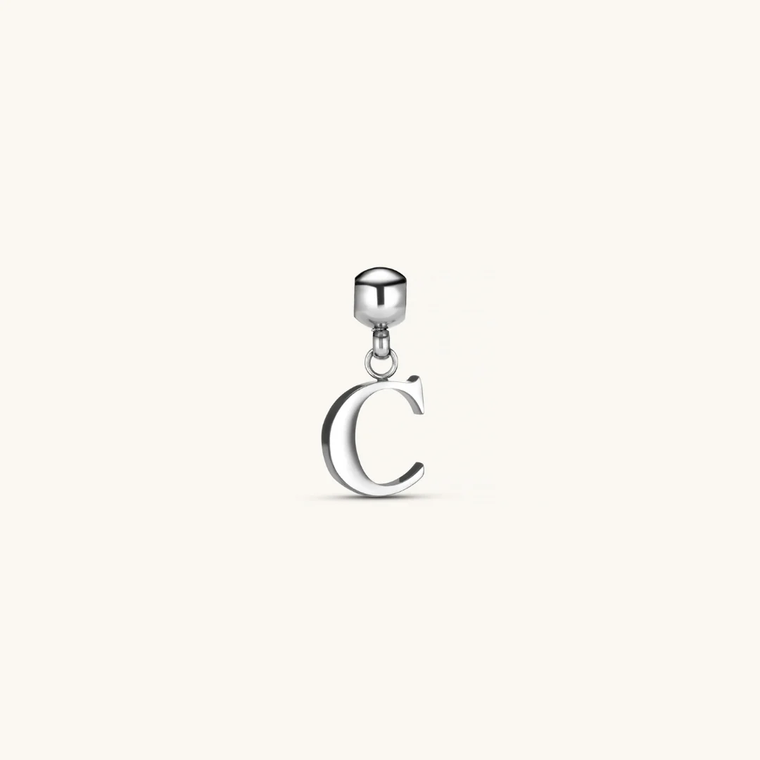 C Classic Initial Charm Silver
