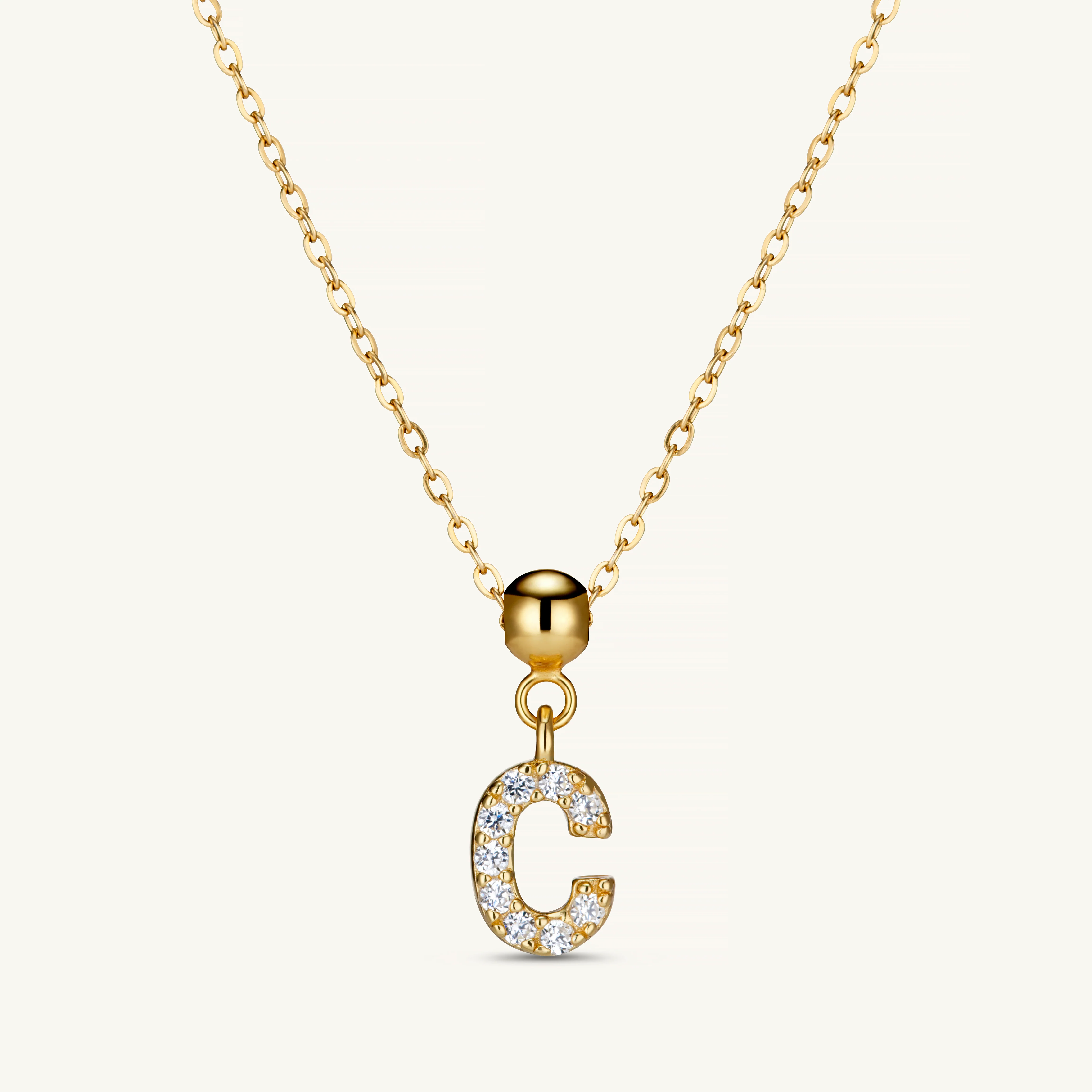 C Diamond Initial Charm Gold - Image 3