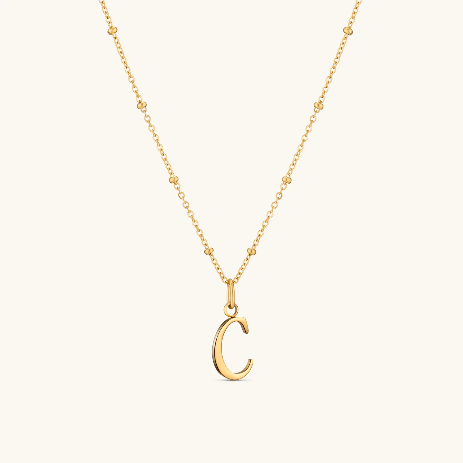 C Script Initial Necklace Gold