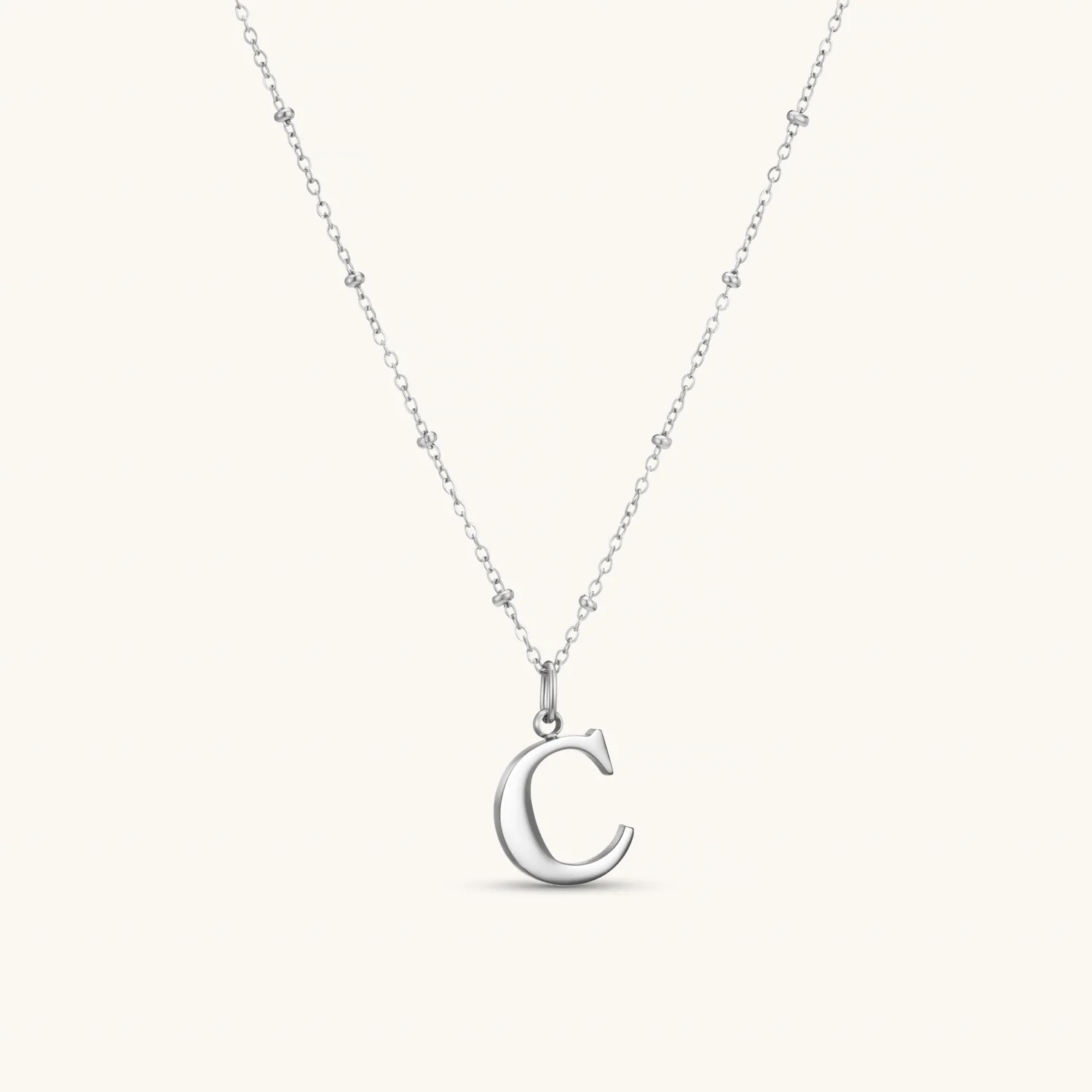 C Initial Necklace Silver