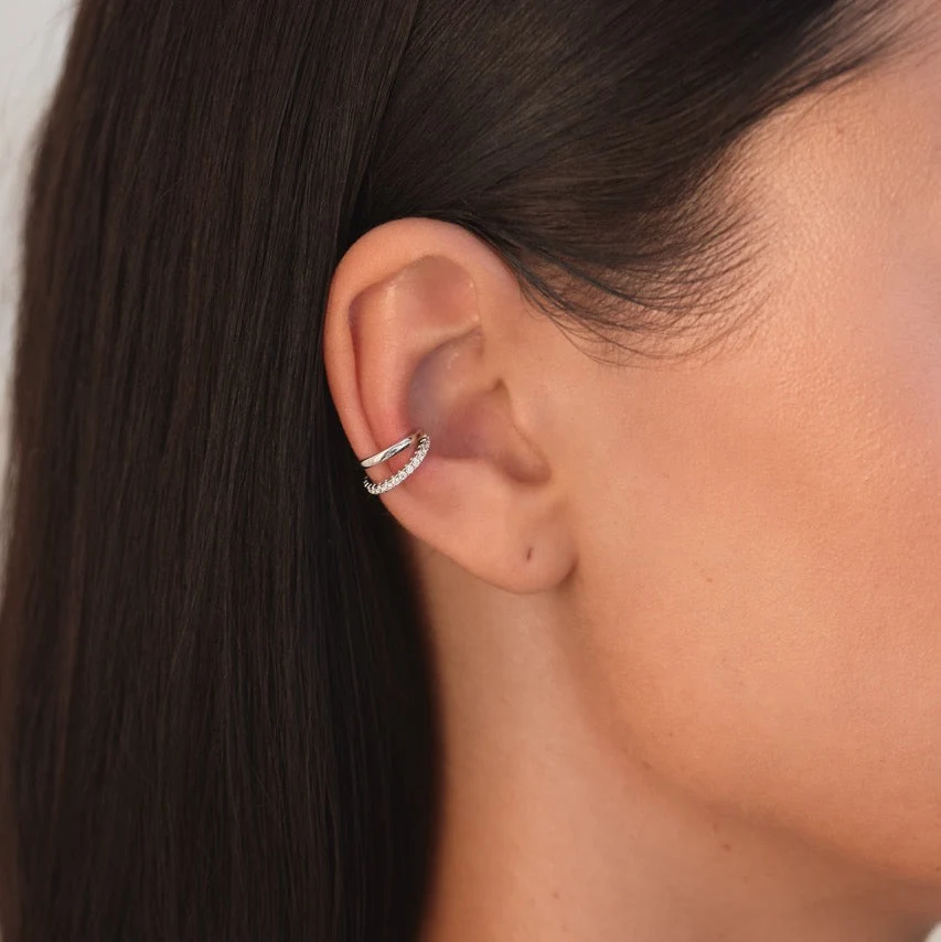 Crystal Layered Ear Cuff in Silver - Image 5