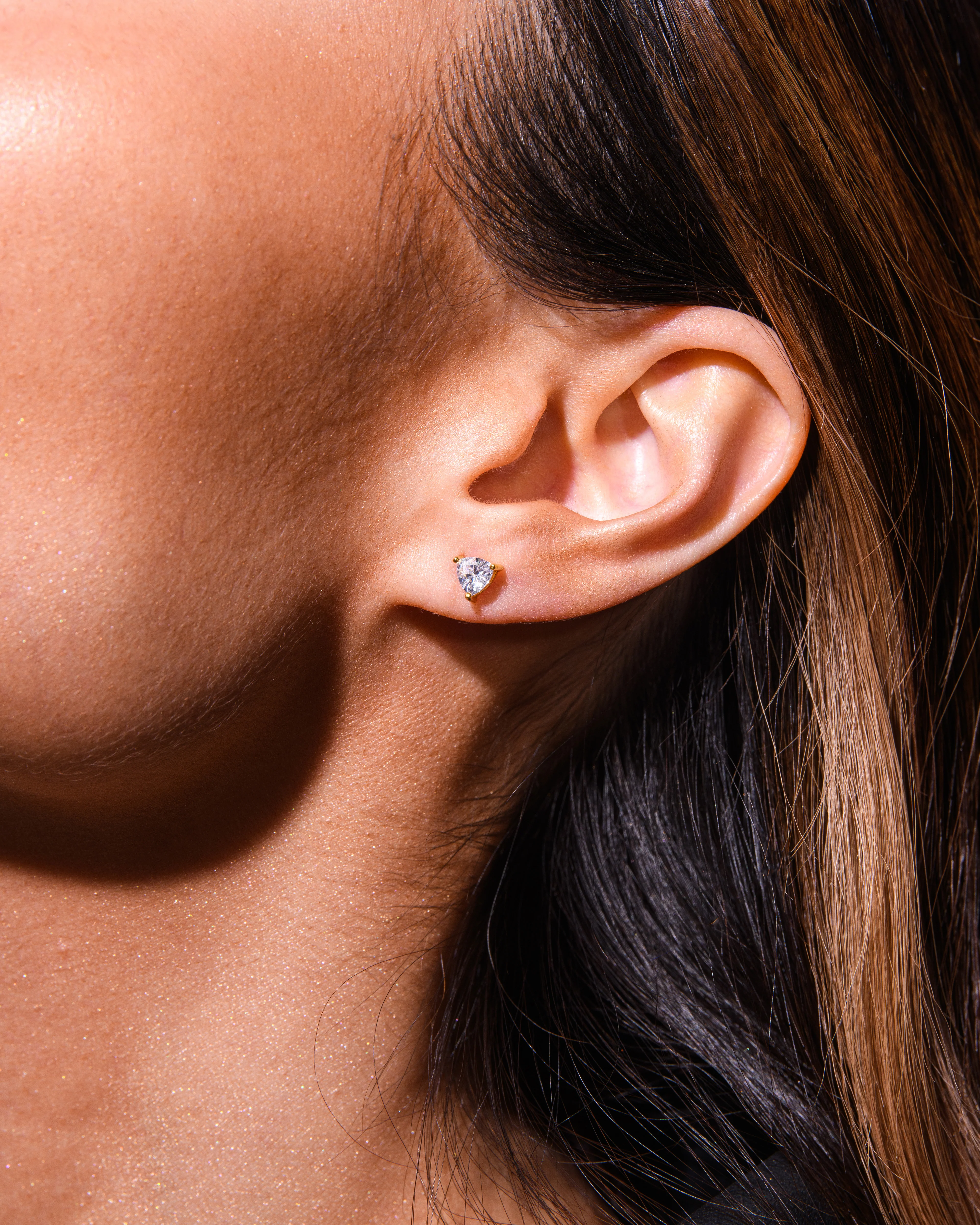 Beaded Heart Necklace & Diamond Trio Studs Silver - Image 4