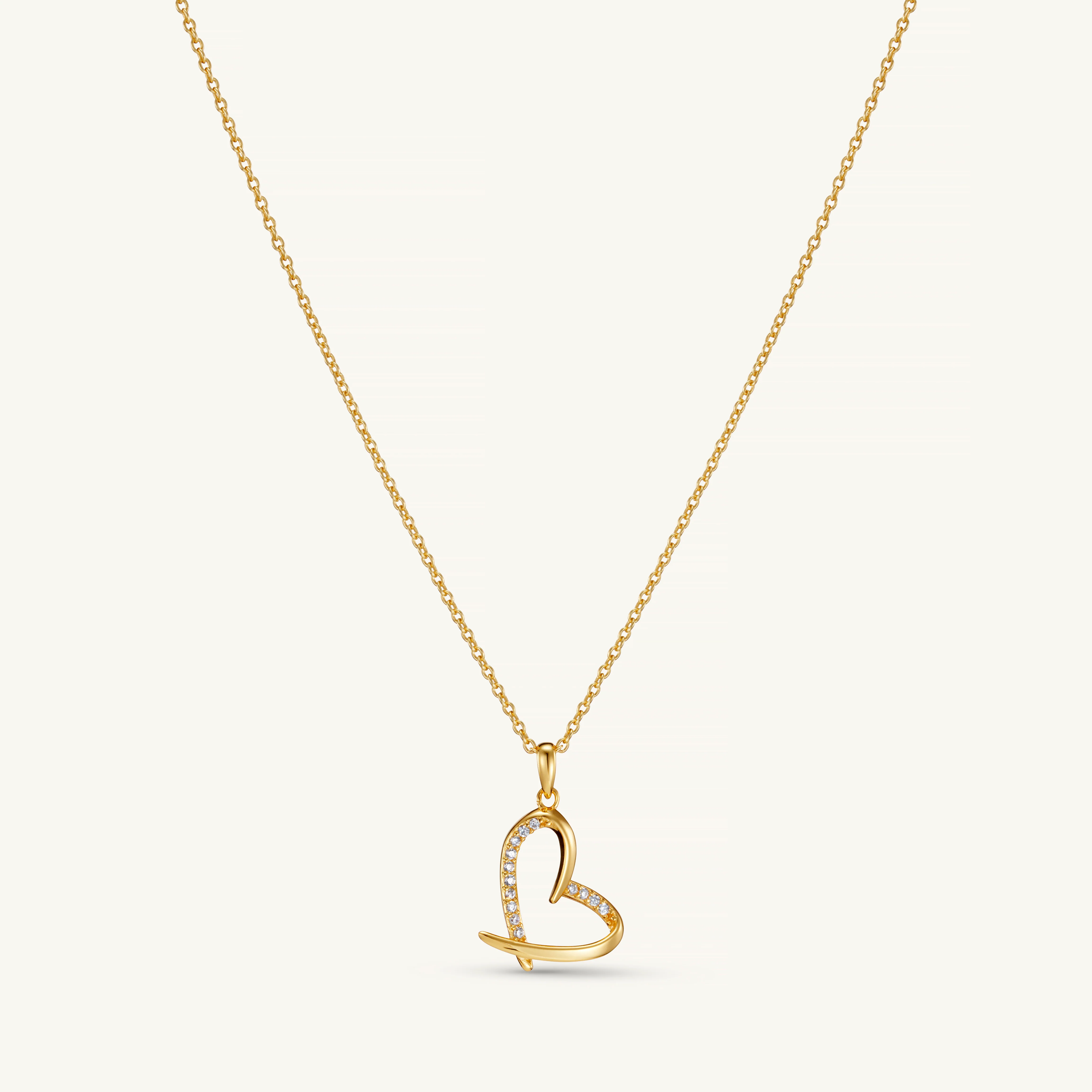 Crystal Heart Necklace Gold