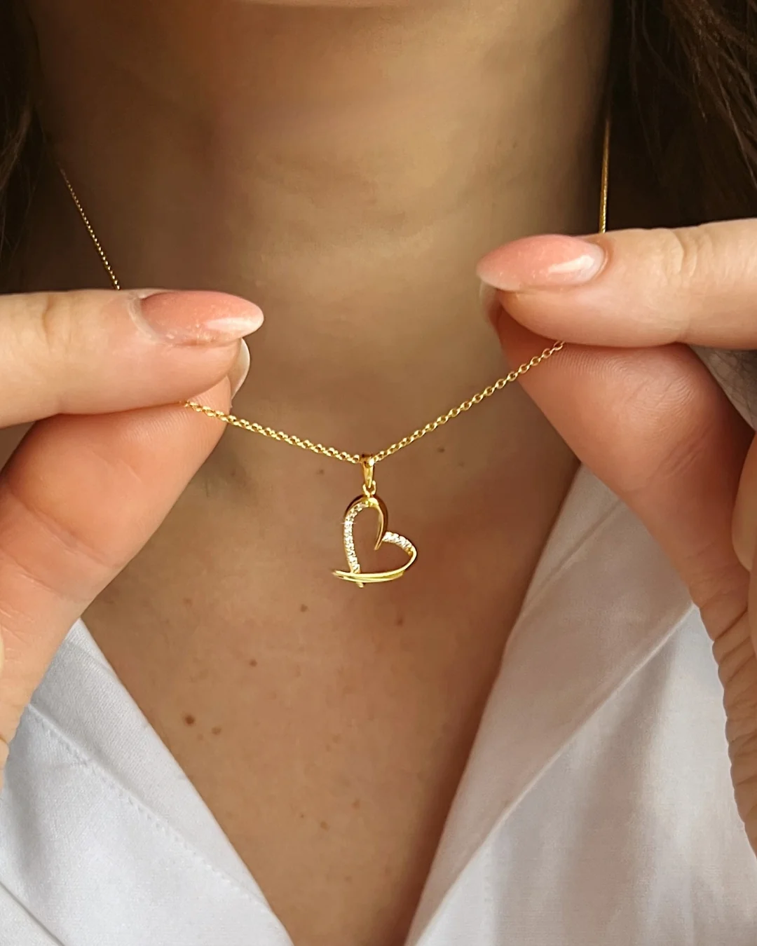 Crystal Heart Necklace Silver - Image 2