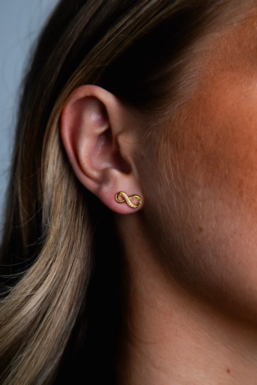 Crystal Infinity Stud Earrings Gold - Image 4