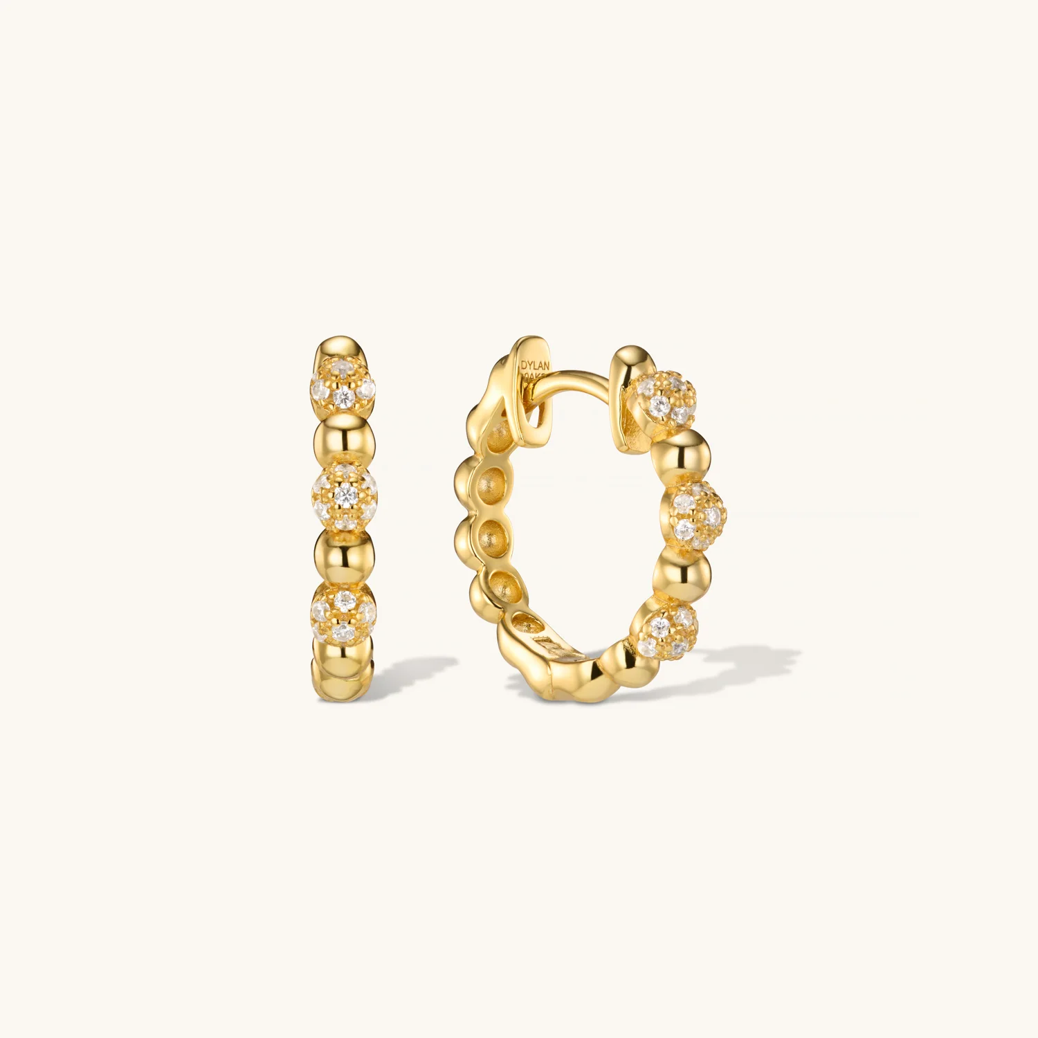 Crystal Sphere Hoop Earrings Gold