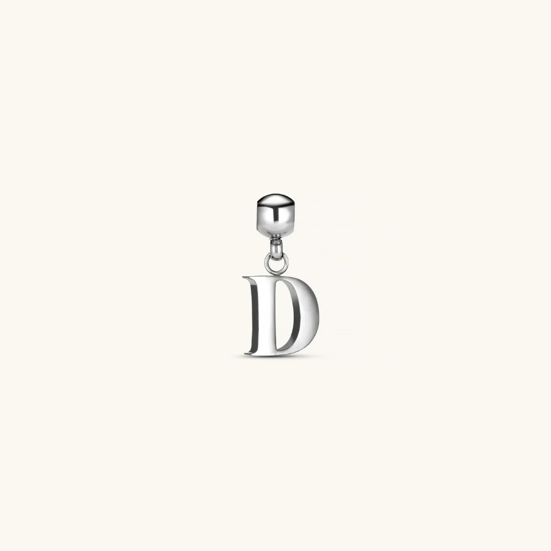 D Classic Initial Charm Silver