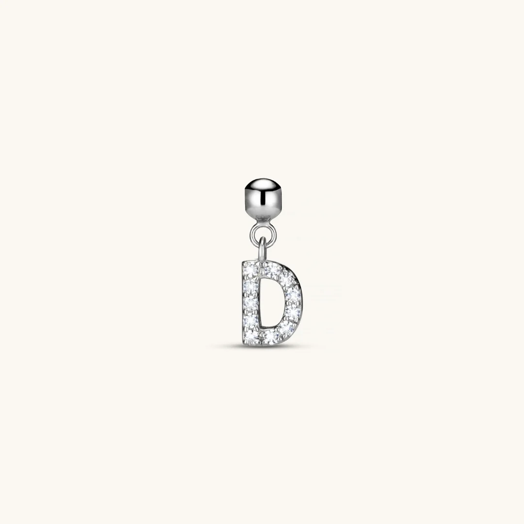 D Diamond Initial Charm Silver