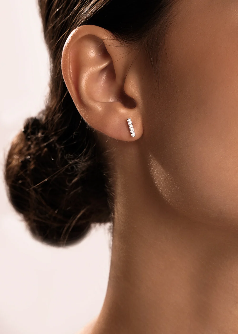 Diamond Bar Stud Earring in Gold - Image 5