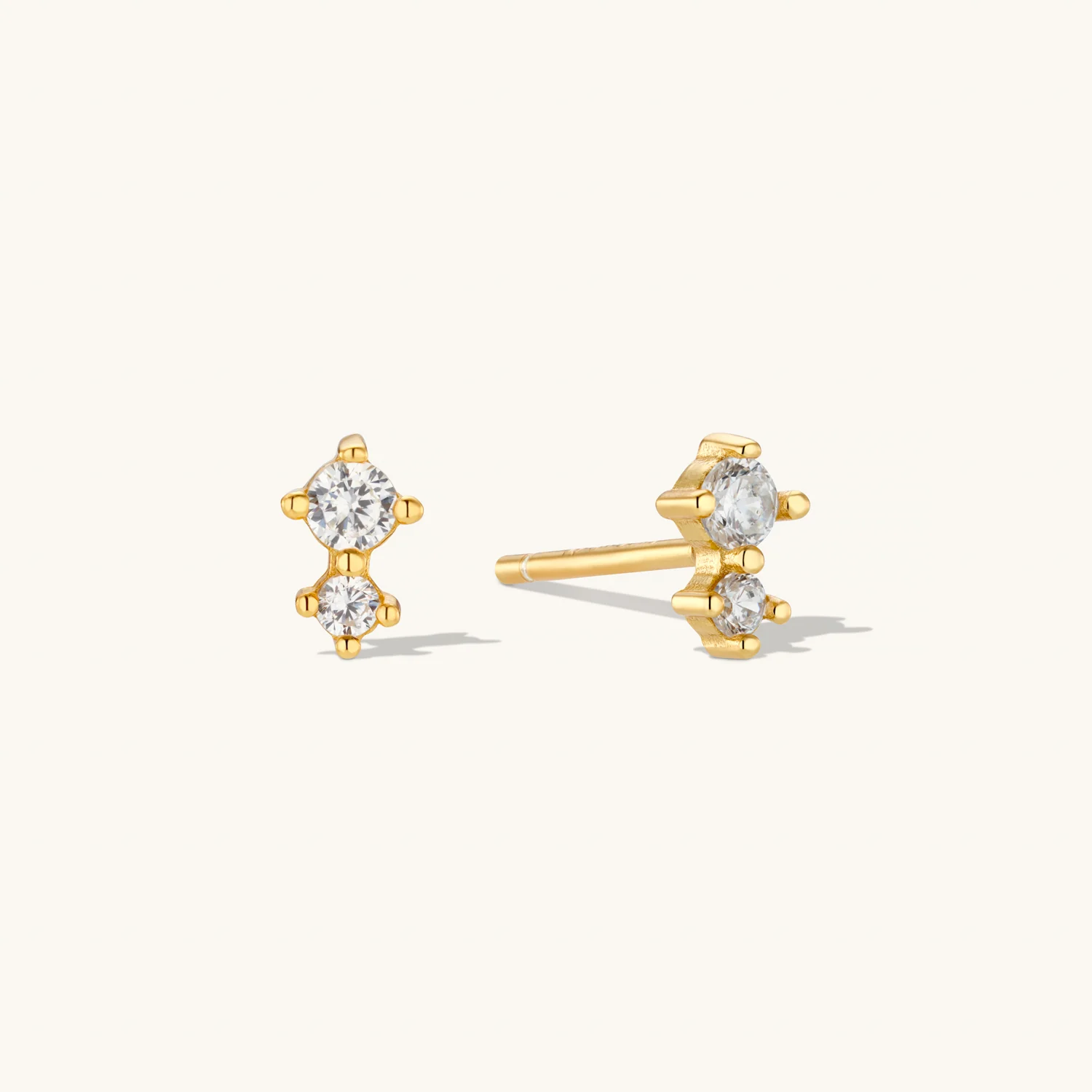 Duo Climber Stud Earrings Gold