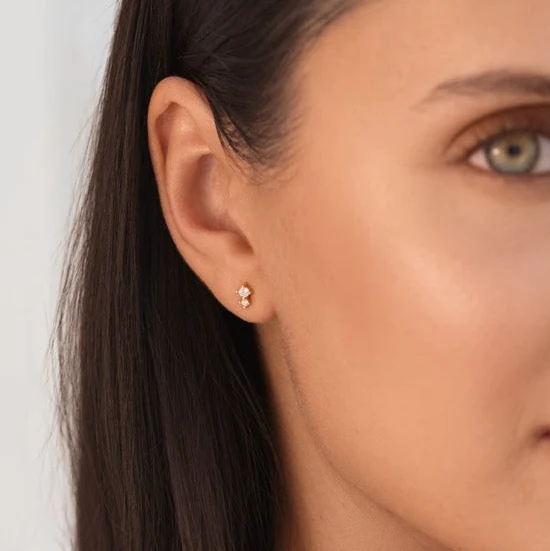 Duo Climber Stud Earrings Gold - Image 5