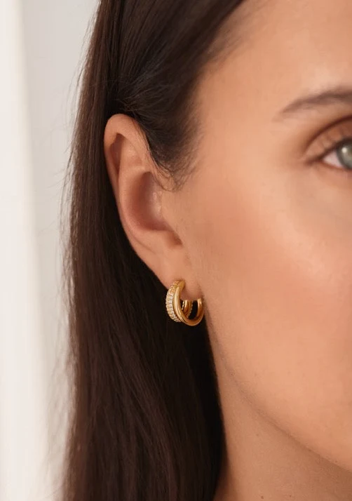 Duo Layered Hoops Gold - Image 5