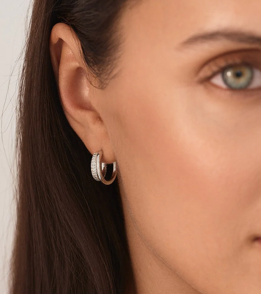 Duo Layered Hoops Silver - Image 3
