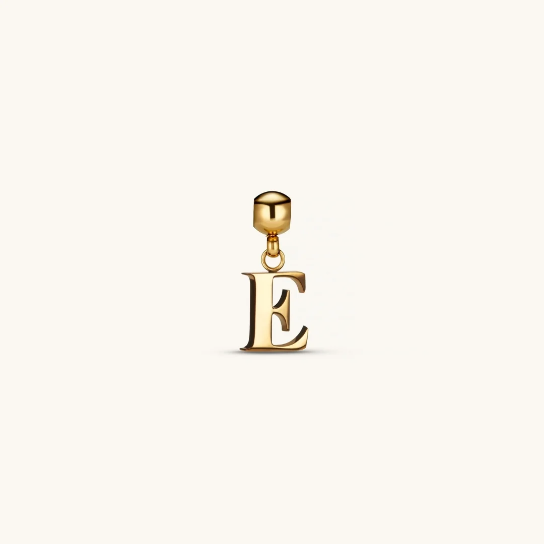 E Classic Initial Charm Gold