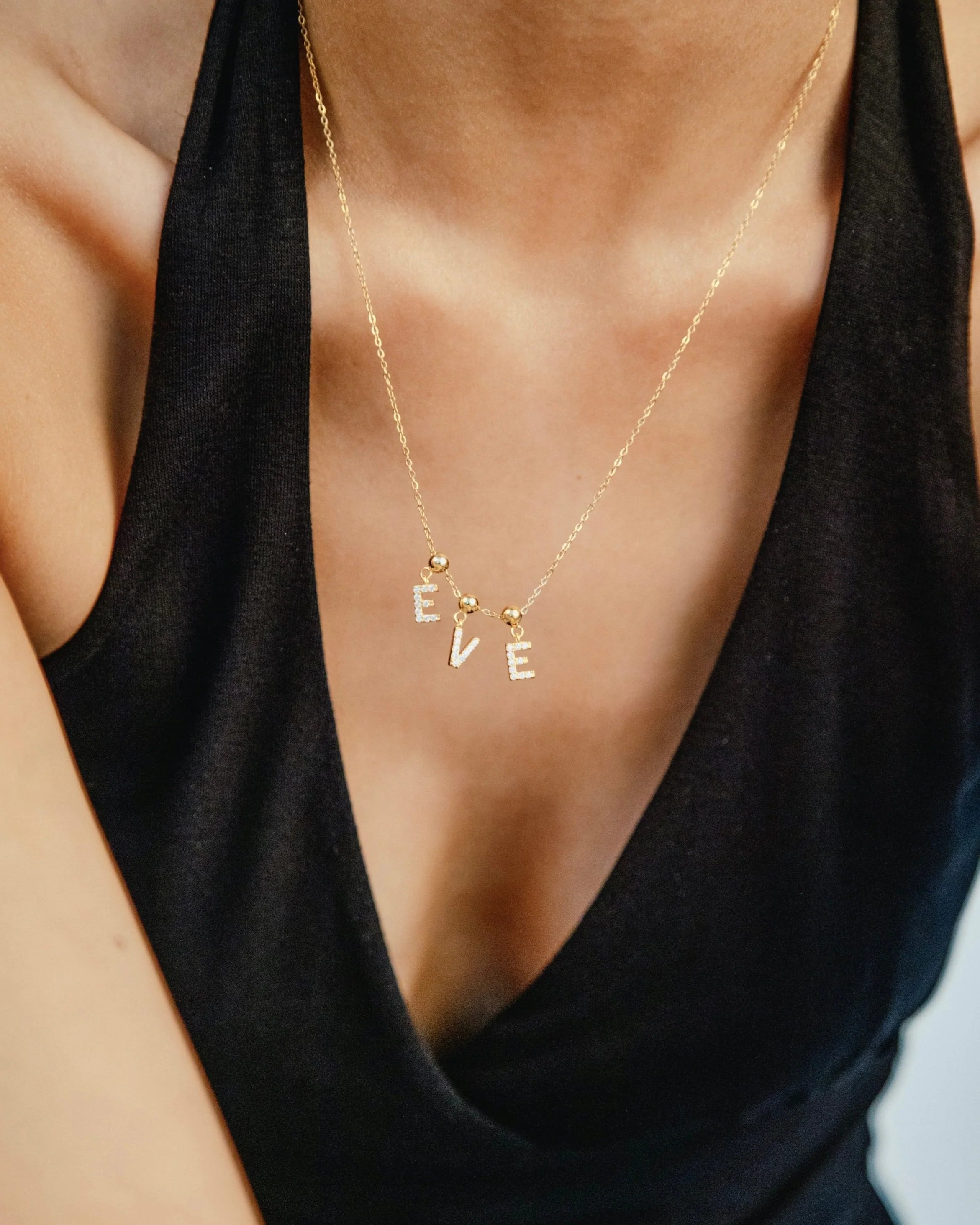 E Diamond Initial Charm Gold - Image 2