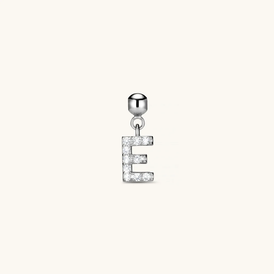E Diamond Initial Charm Silver