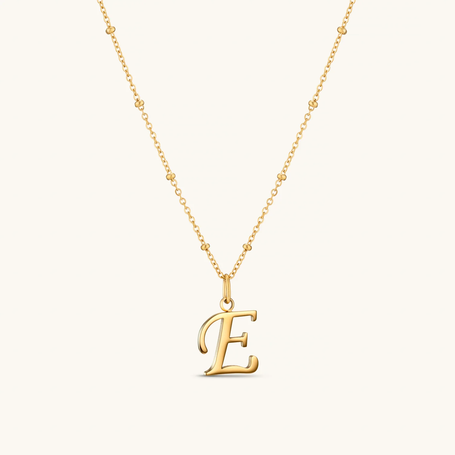 E Script Initial Necklace Gold