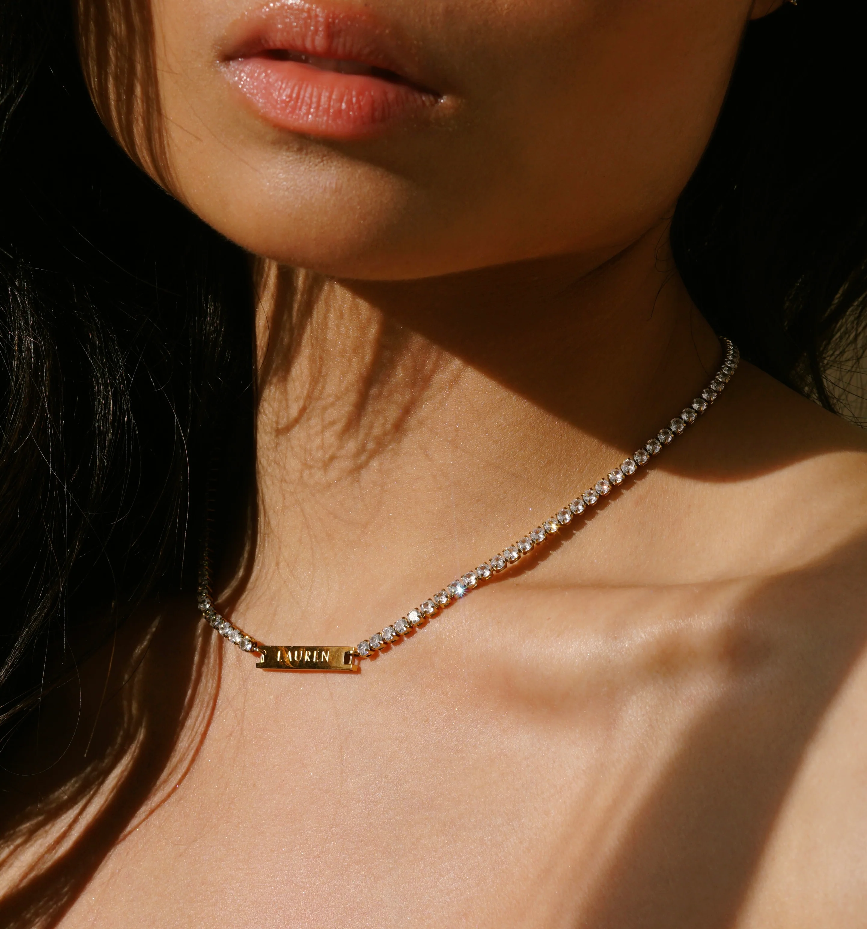 Engraved Tennis Necklace Gold - Image 2