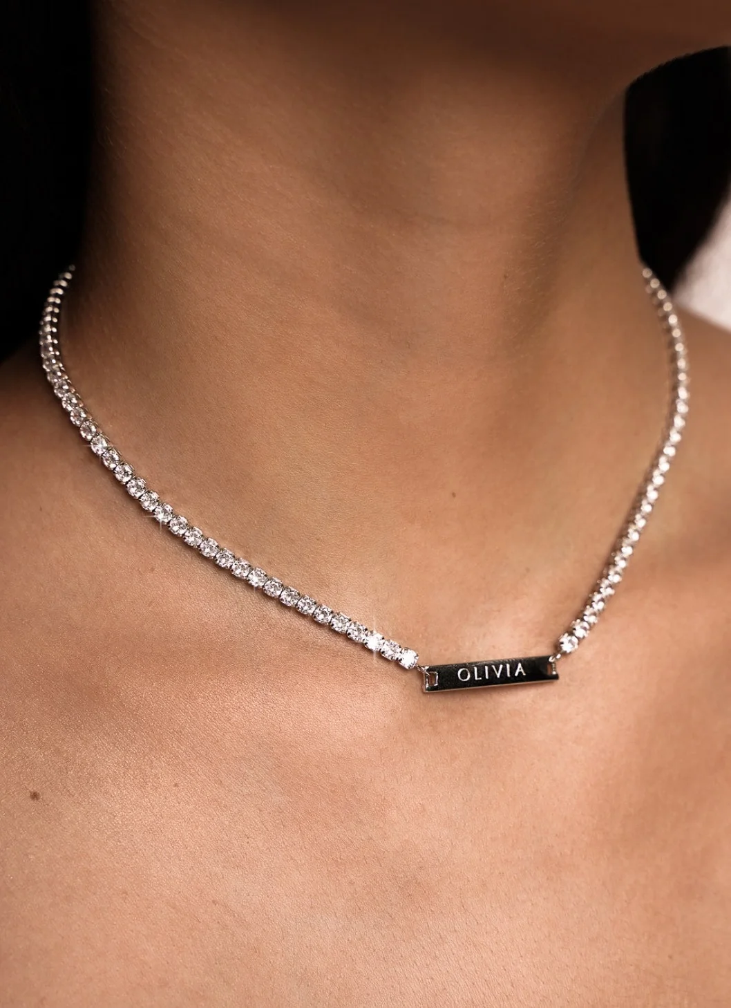 Engraved Tennis Necklace Silver - Image 2