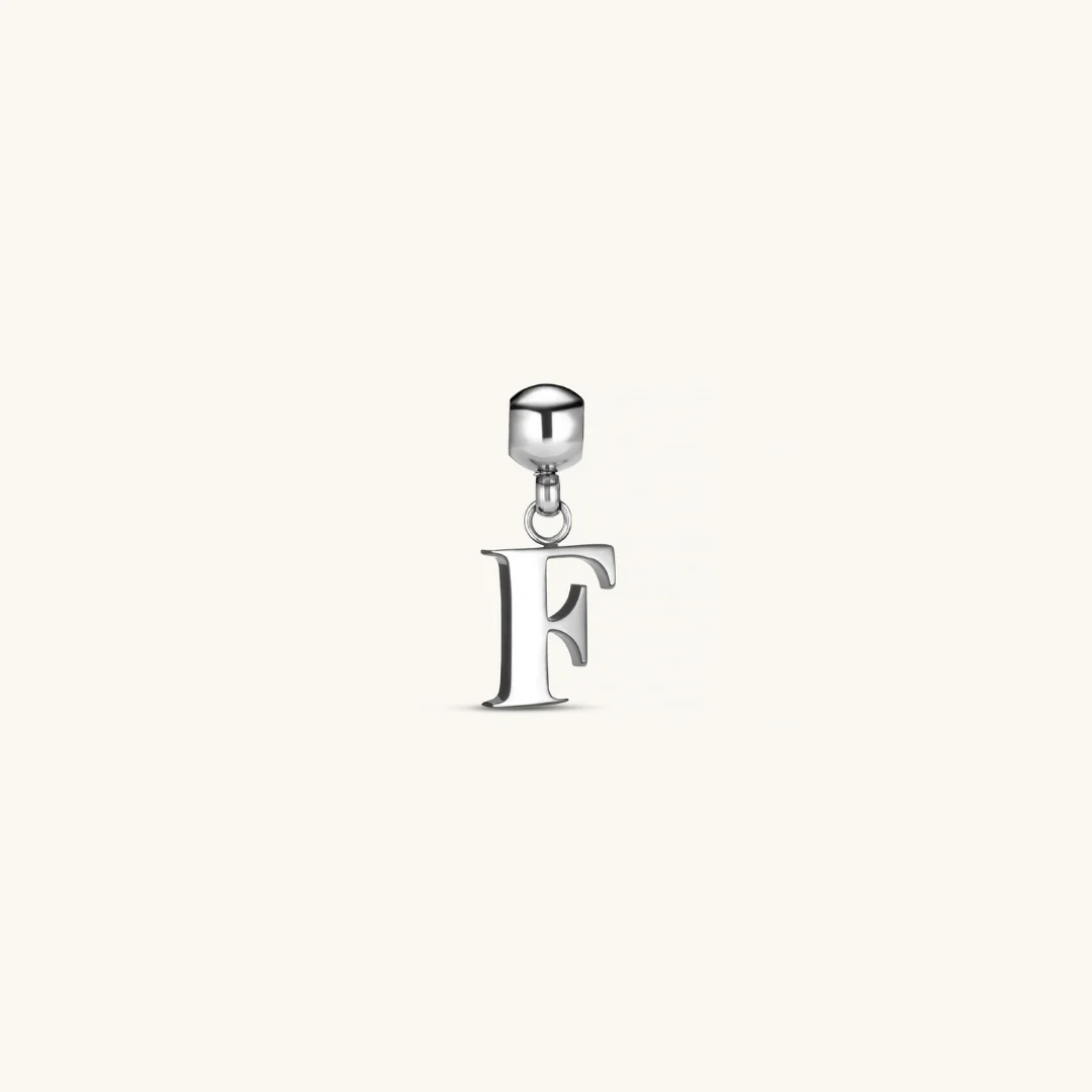 F Classic Initial Charm Silver