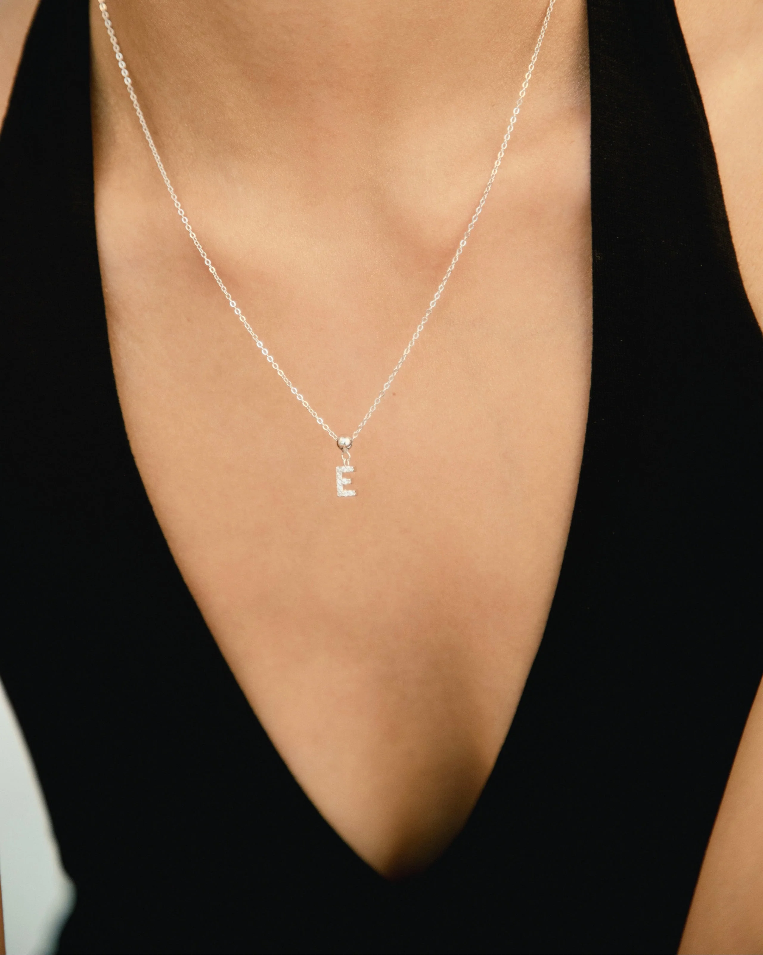 E Diamond Initial Charm Silver - Image 2