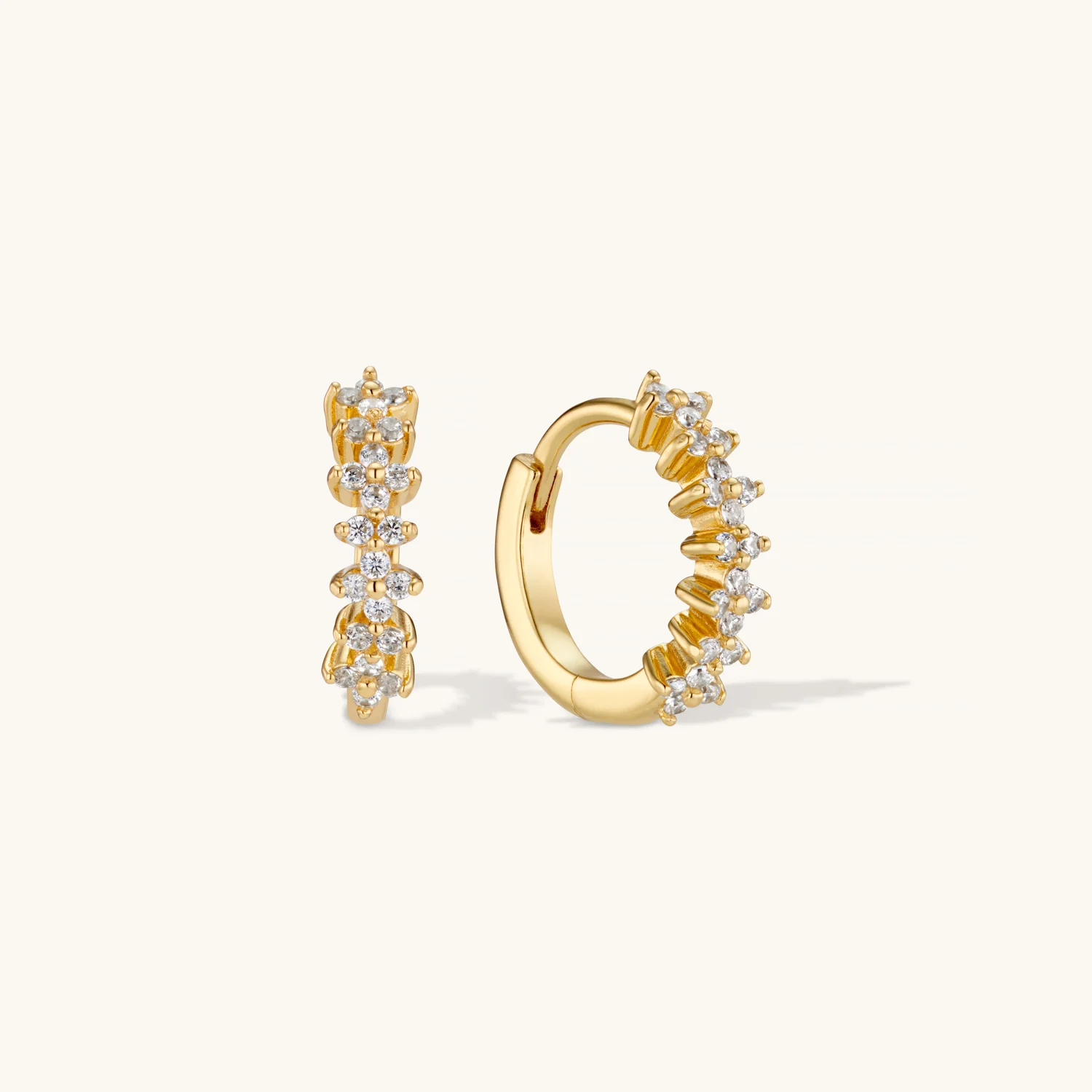 Flora Crystal Hoop Earrings Gold