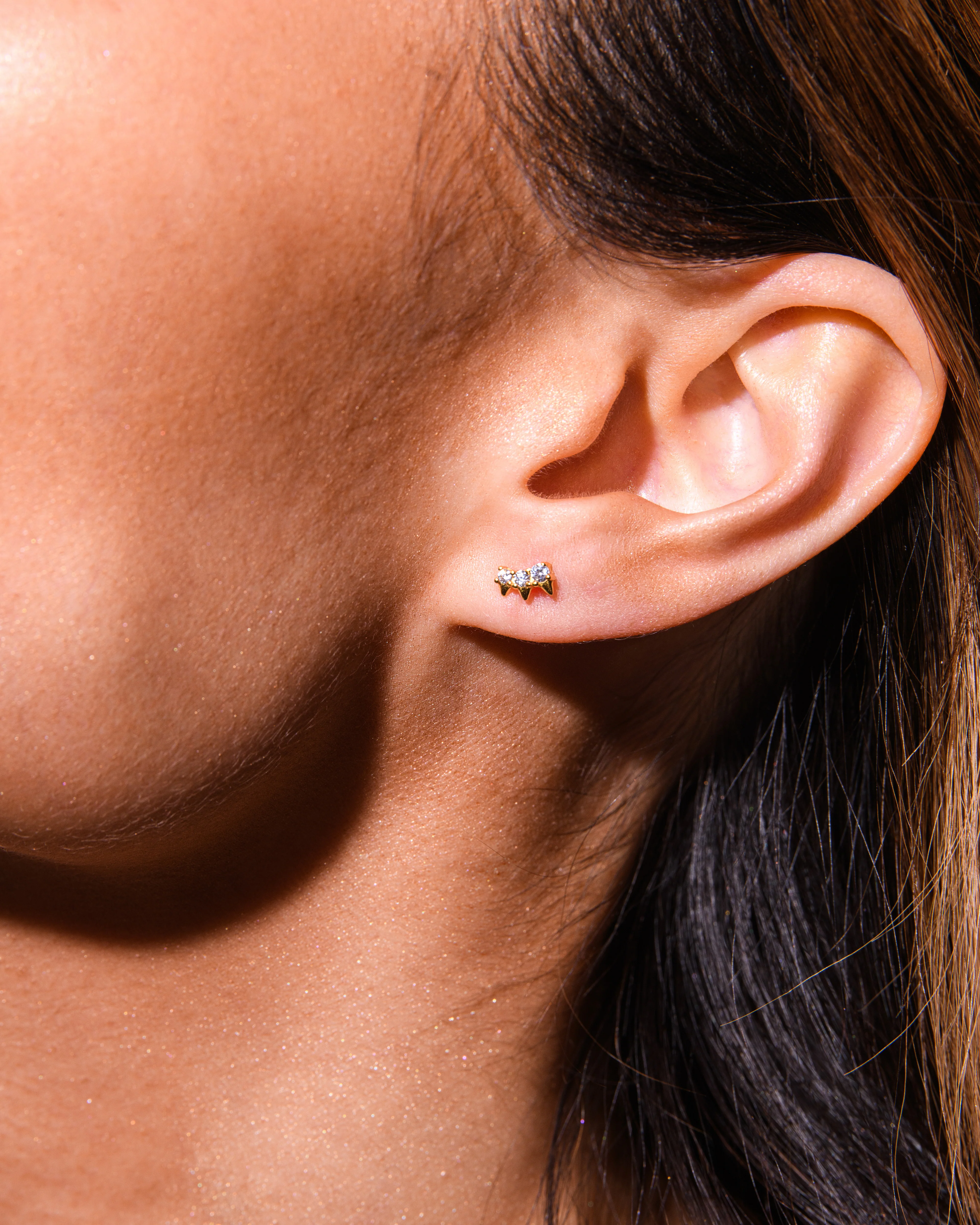 Trio Spike Stud Earrings Silver - Image 3