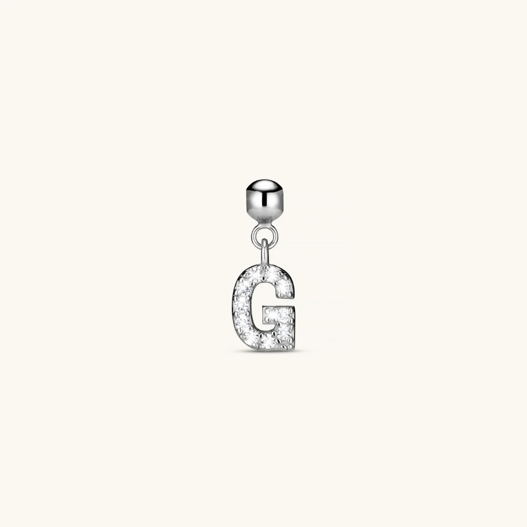G Diamond Initial Charm Silver