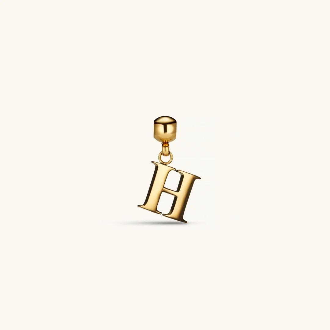 H Classic Initial Charm Gold