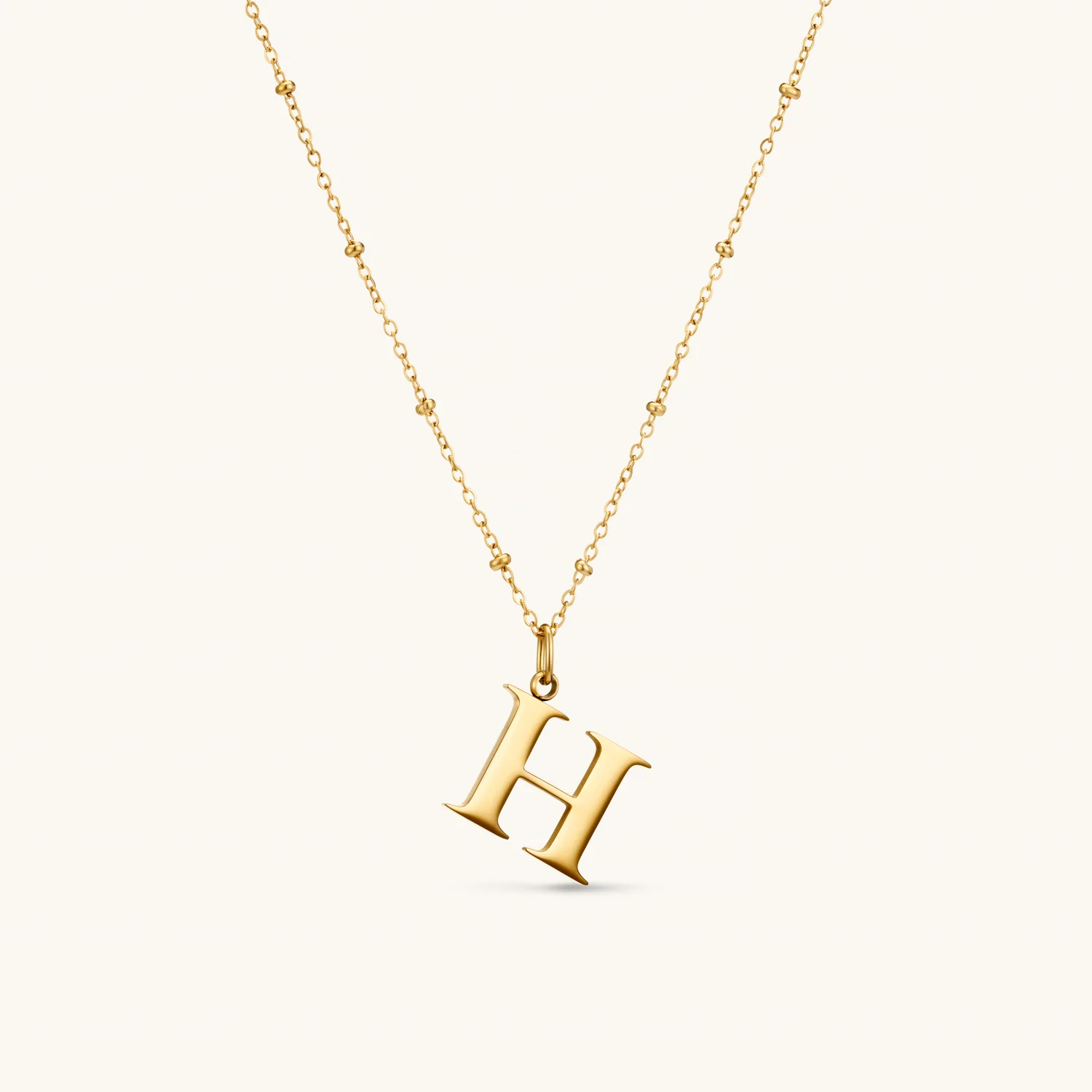 H Initial Necklace Gold