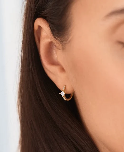 Halo Hoop Earrings Gold - Image 5
