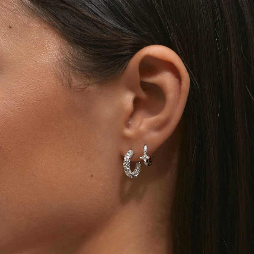 Halo Hoop Earrings Silver - Image 6