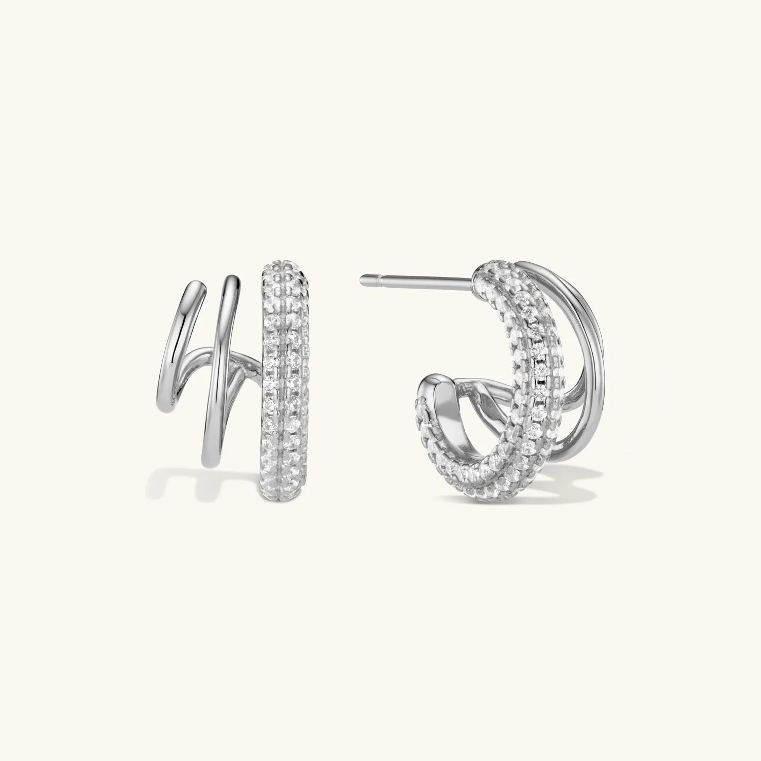Halo Trio Hoop Earrings Silver