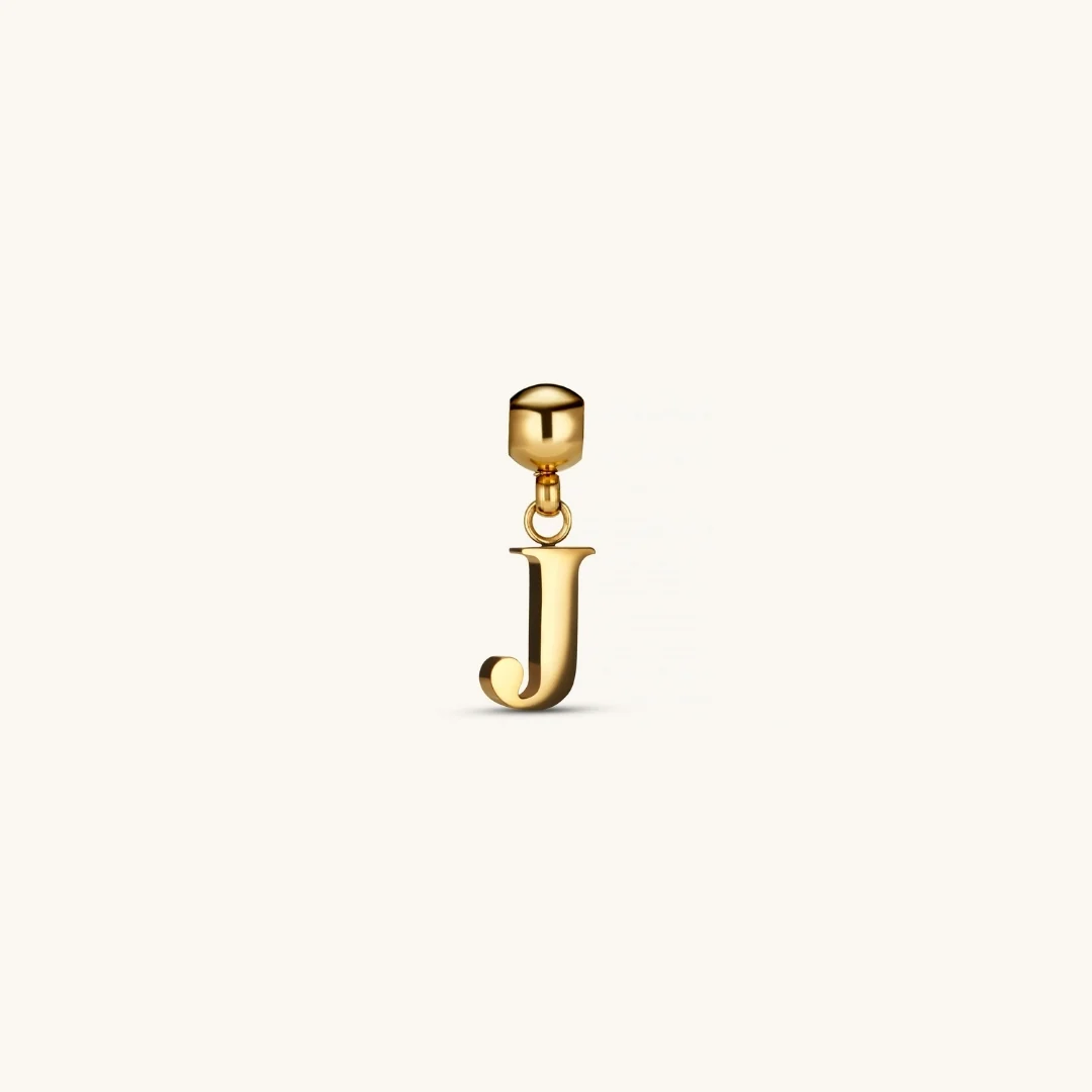 J Classic Initial Charm Gold