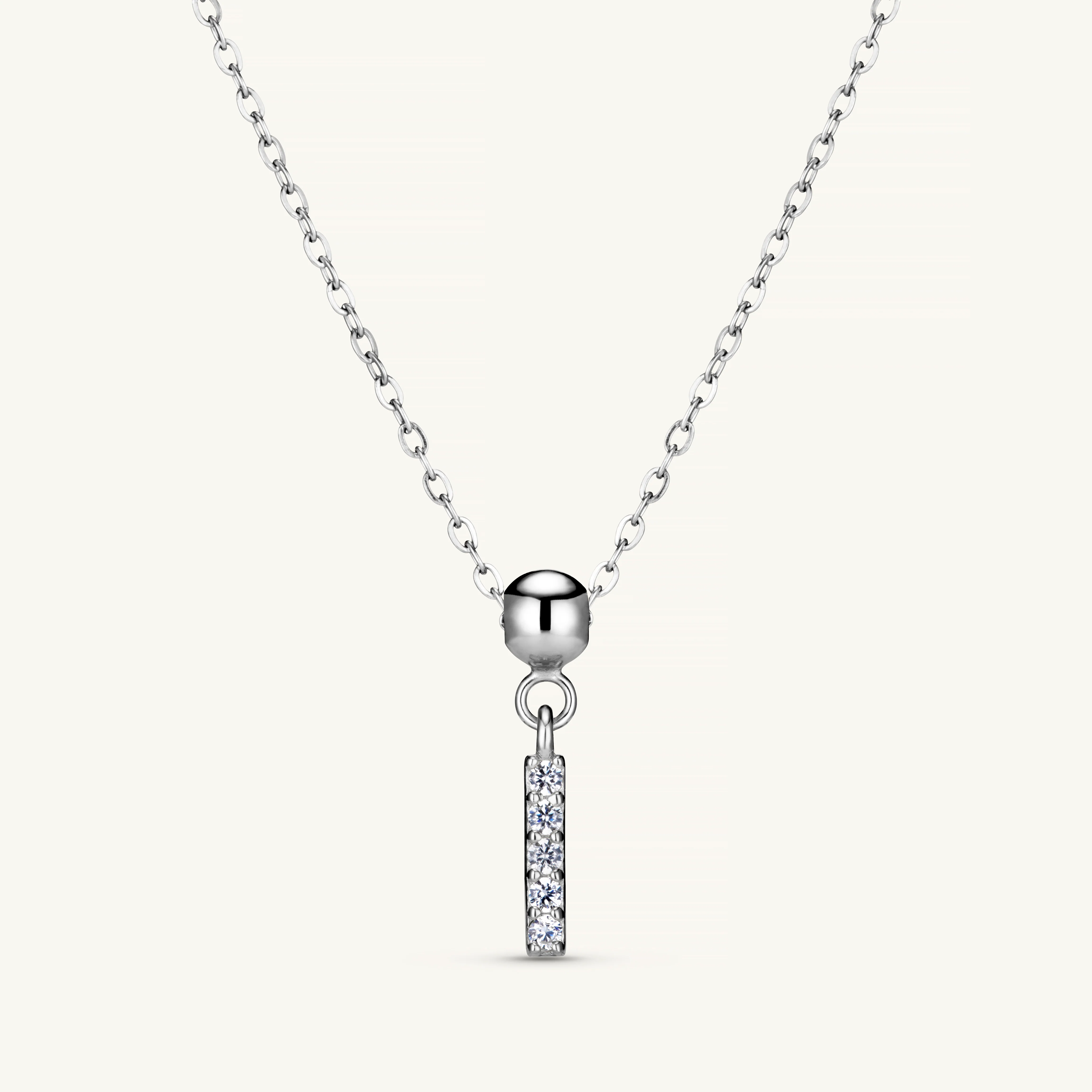 I Diamond Initial Charm Silver - Image 3