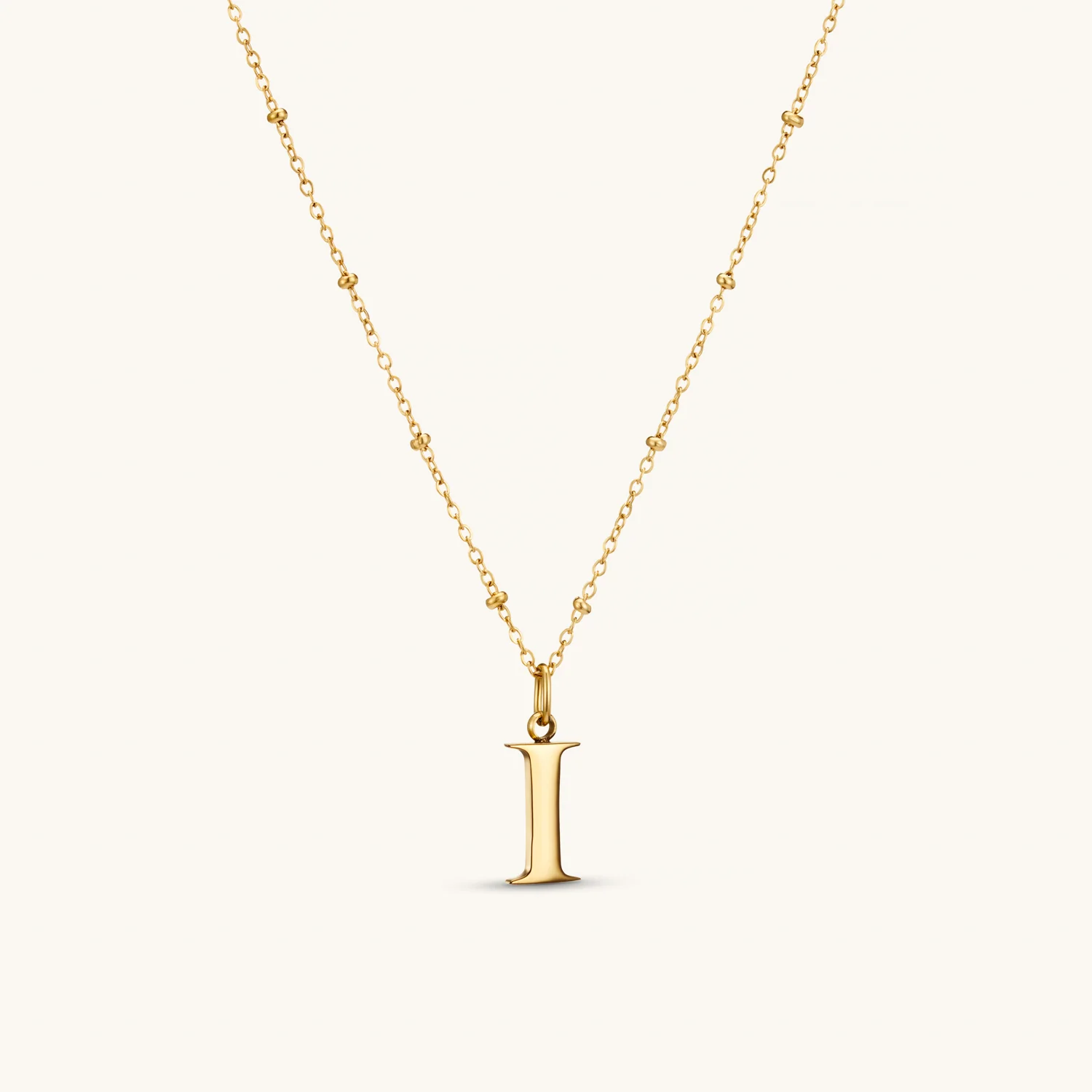 I Initial Necklace Gold