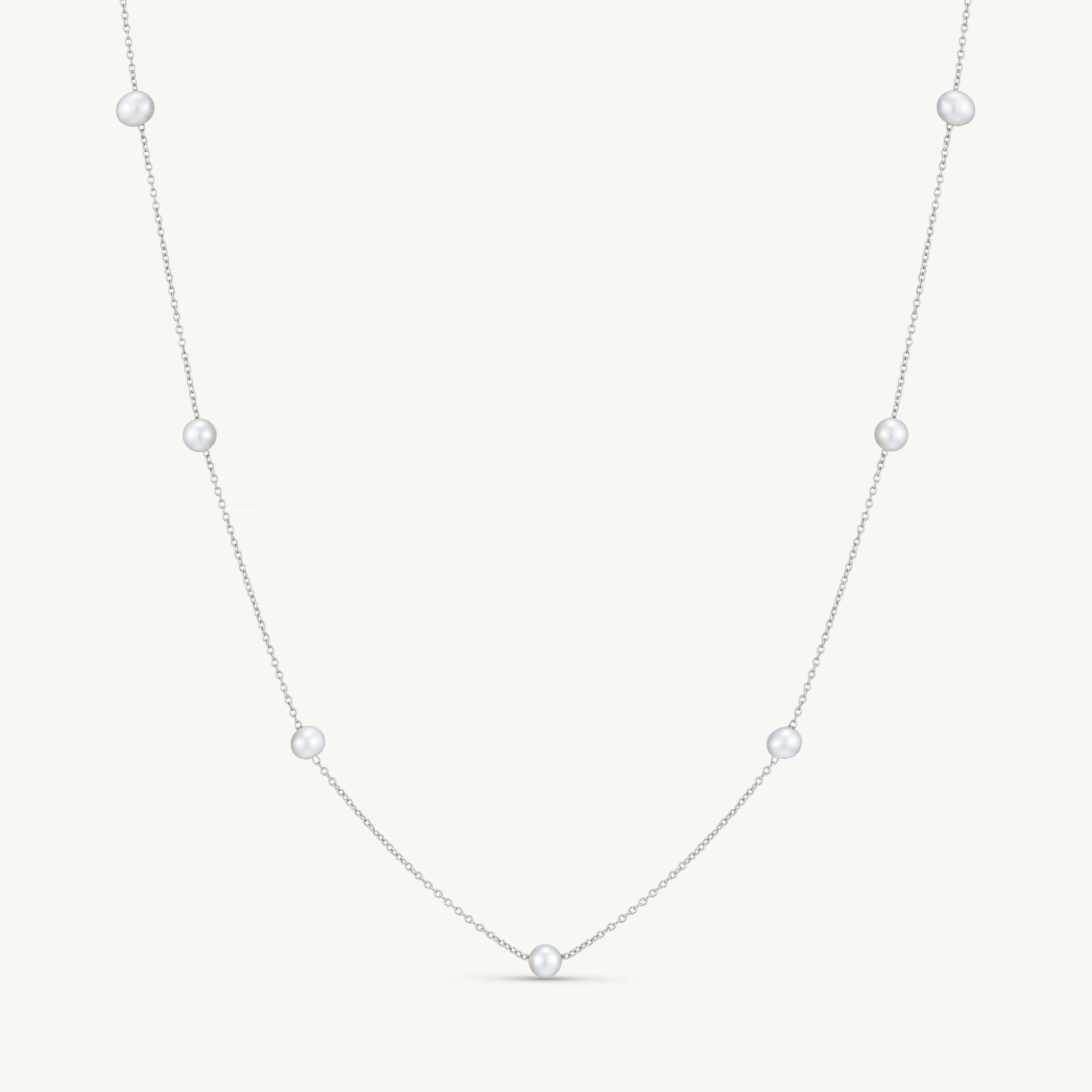 Infinity Pearl Necklace in Silver