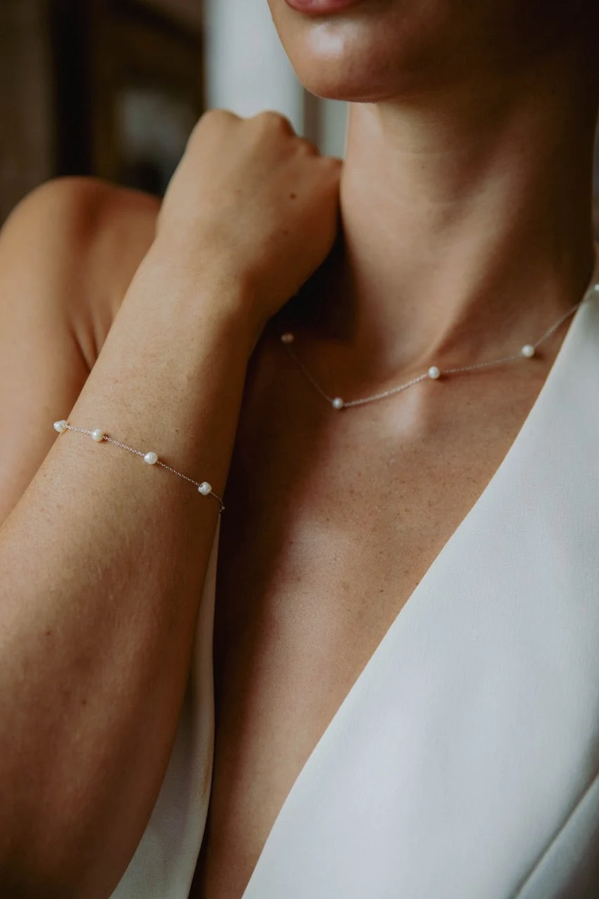 Infinity Pearl Necklace in Silver - Image 2