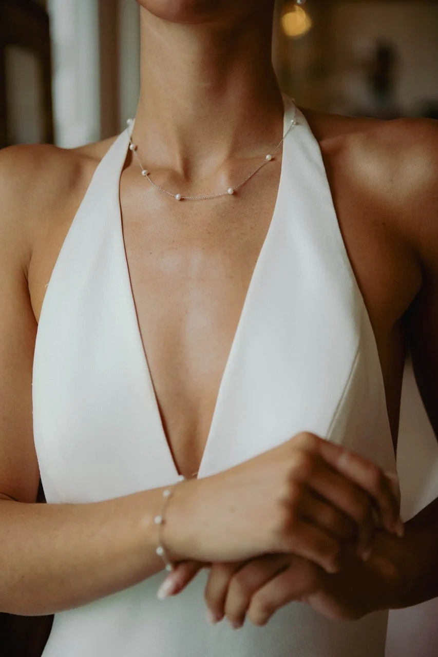 Infinity Pearl Necklace in Silver - Image 3