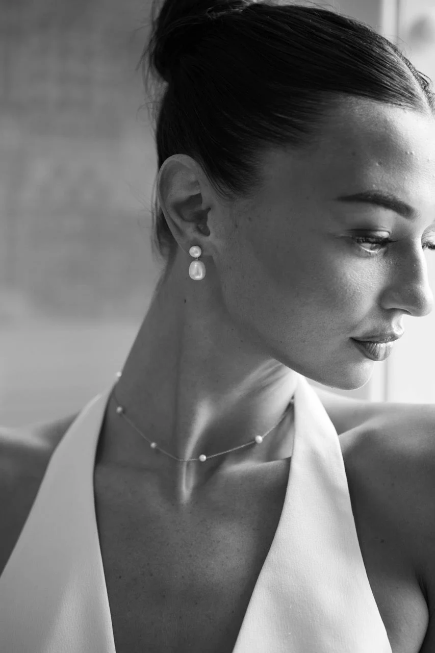 Infinity Pearl Necklace in Silver - Image 7