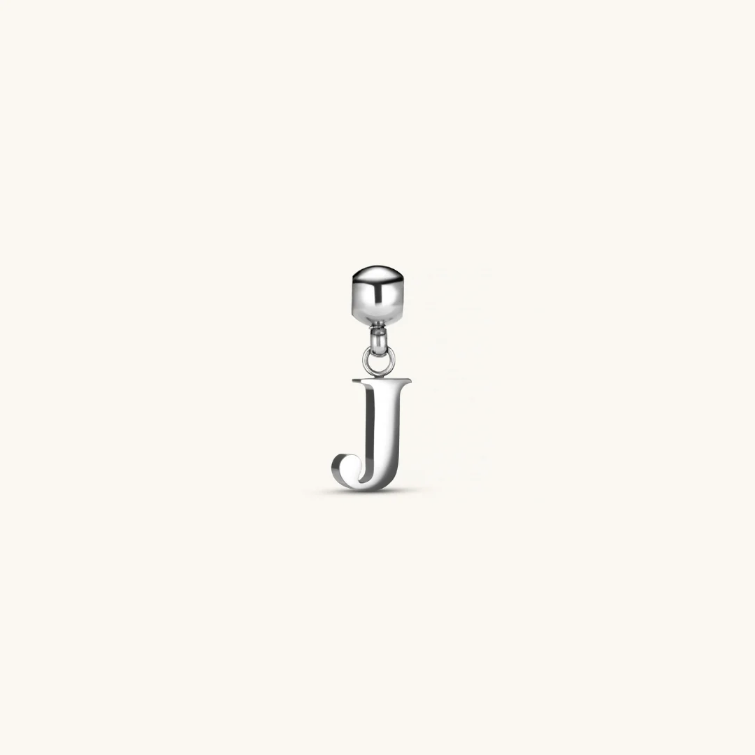 J Classic Initial Charm Silver