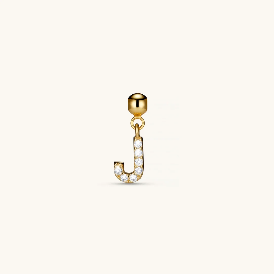 J Diamond Initial Charm Gold